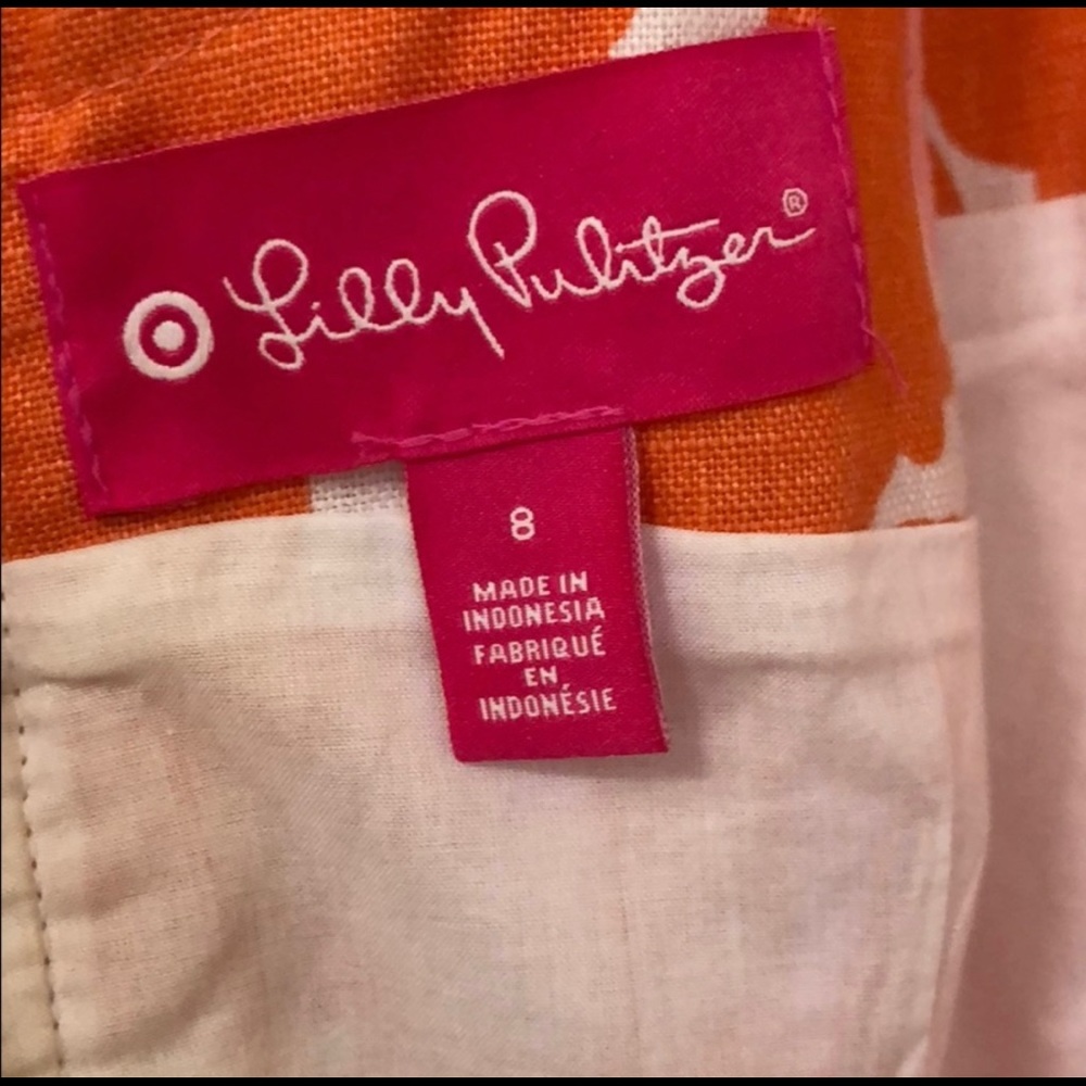 Lilly Pulitzer for Target Orange Pink Linen Shift Dress Size 8 - Picture 5 of 6